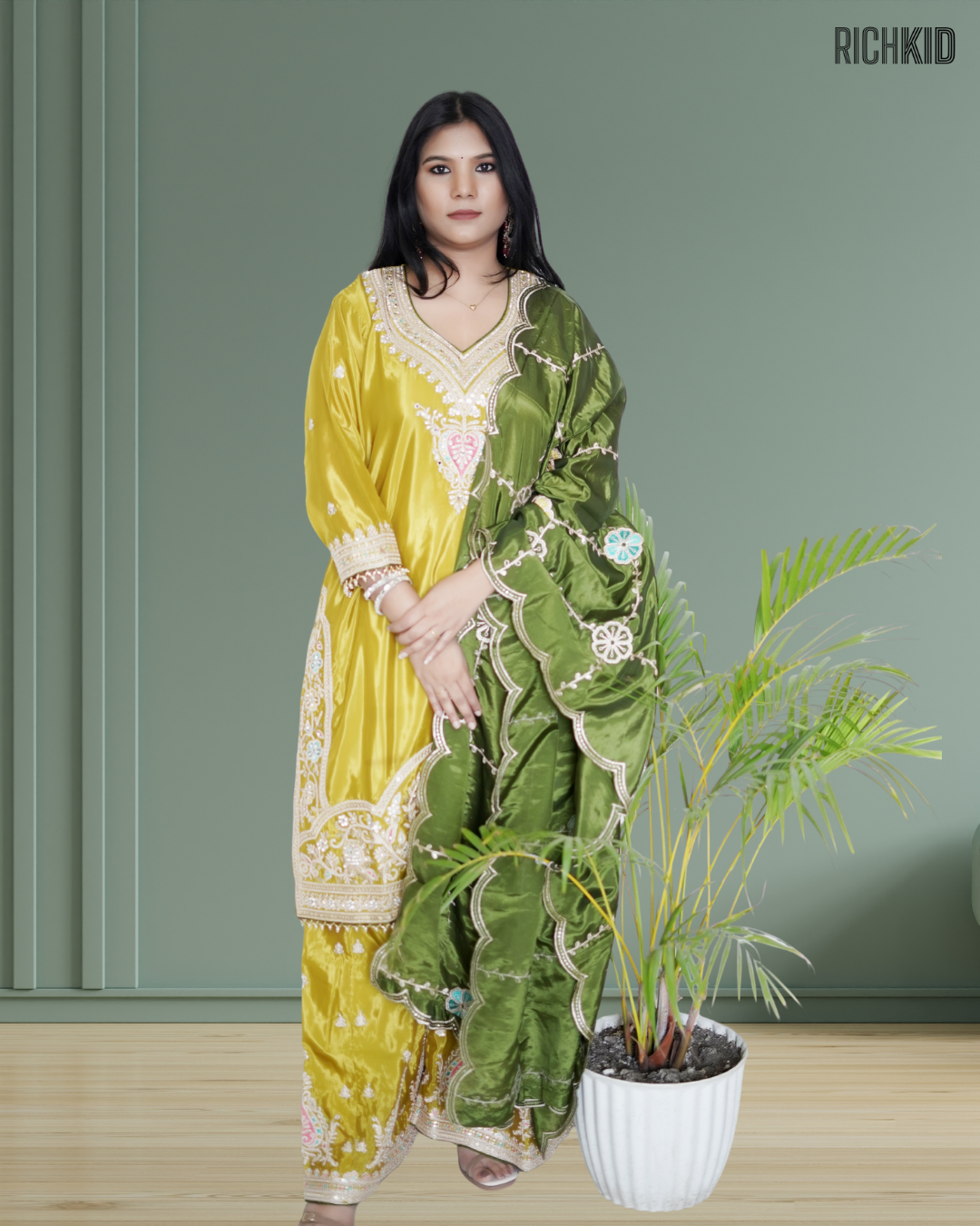 Mustard Yellow Palazzo Suit Set